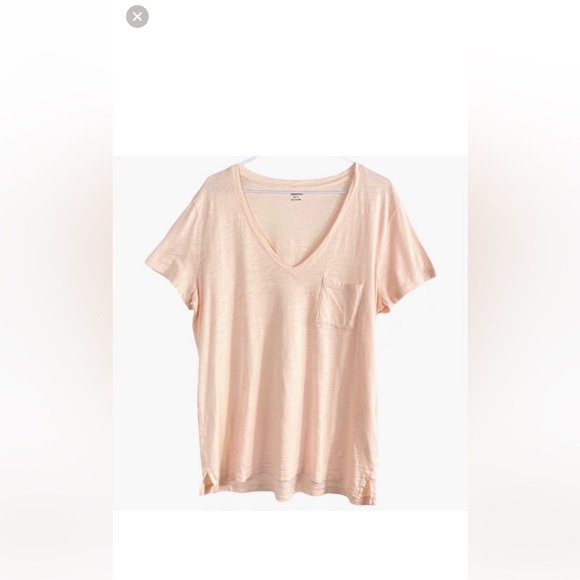 MADEWELL Whisper Cotton Powder Pink Tissue V-neck T-Shirt - Picture 2 of 4